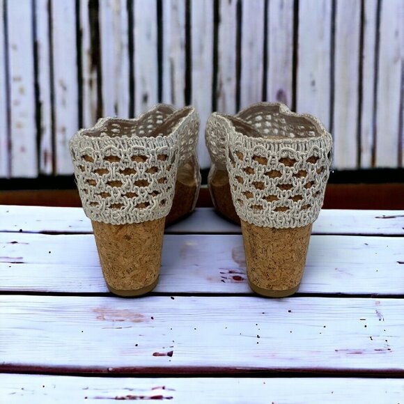 Lucky Brand Miller II Crochet Lace Wedges White Fabric Cork Platform Size 10 - Picture 8 of 8